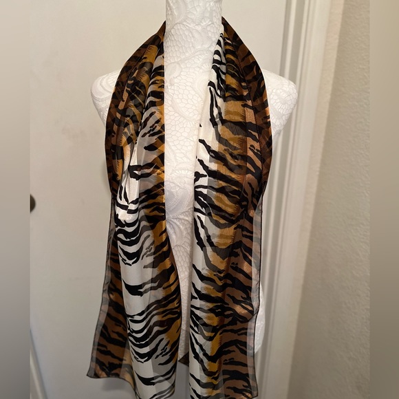 Chiffon Black and Brown Animal Print Scarf - Picture 5 of 8
